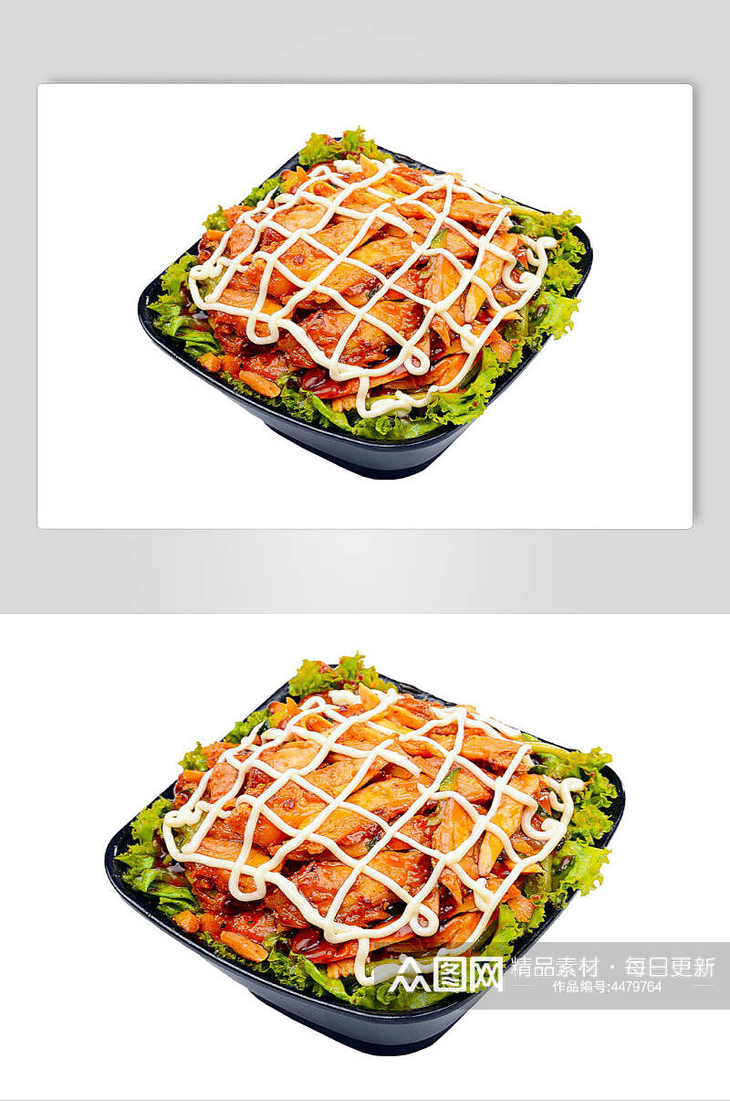 招牌沙拉烤肉拌饭摄影图片素材