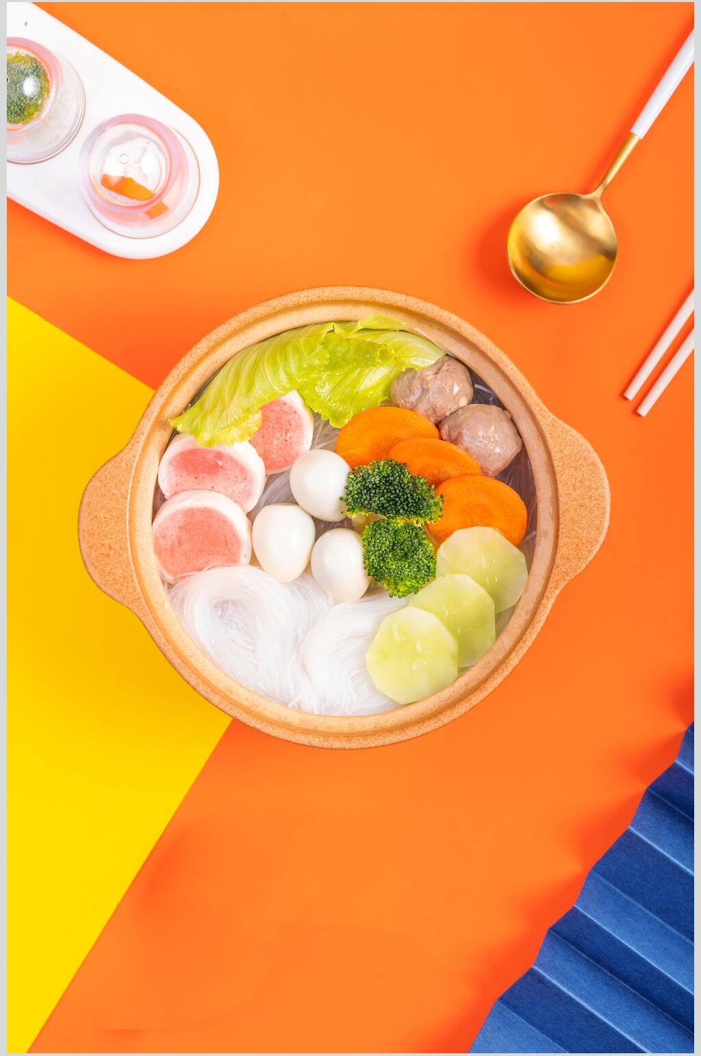 丸子黄底火锅配菜图片素材