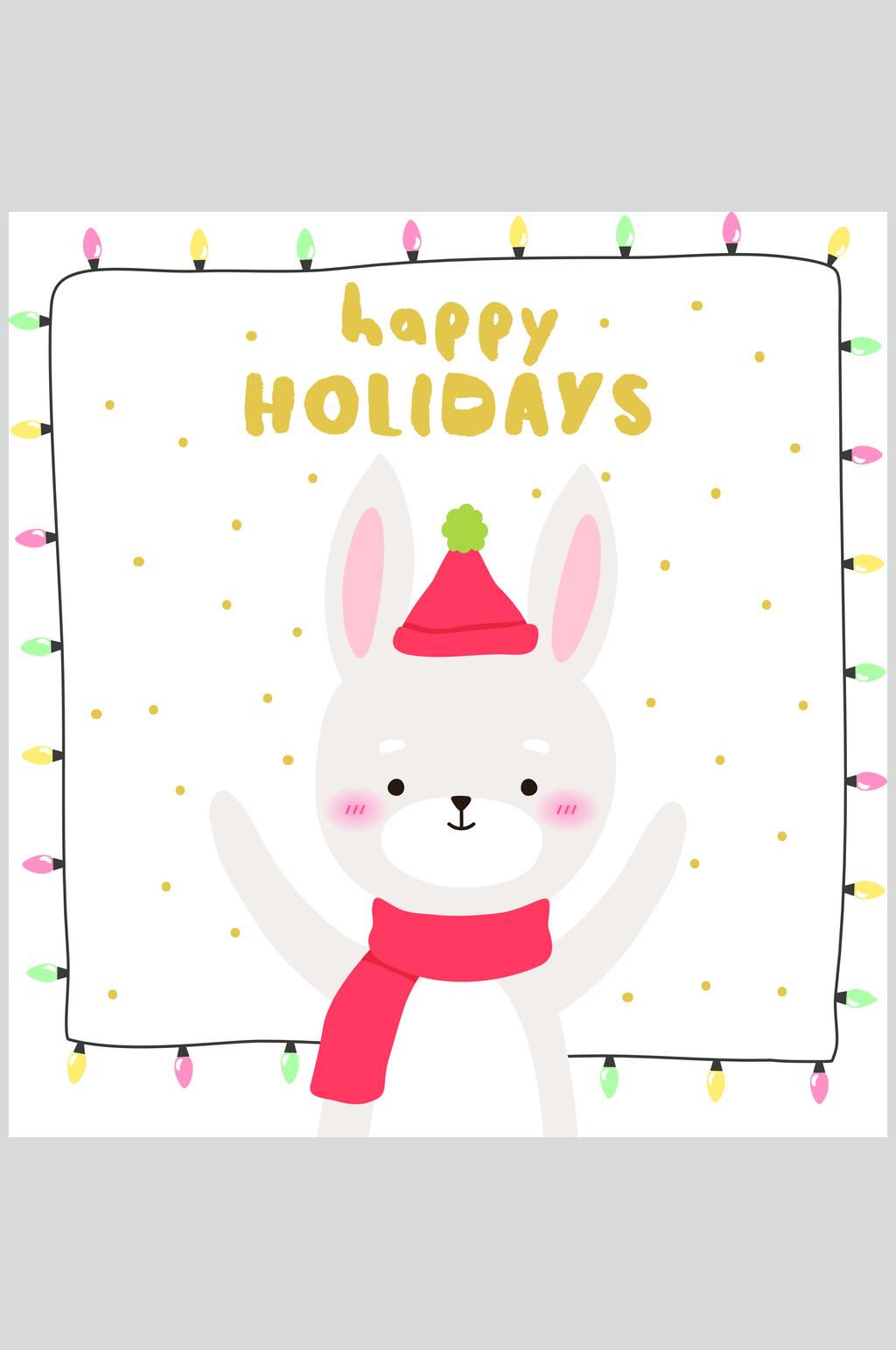 兔子温馨插画矢量素材素材