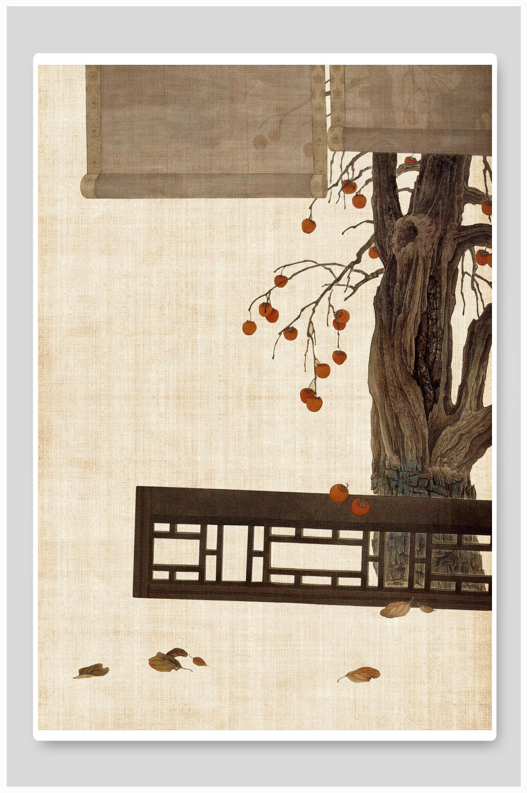 落叶黄色简约手绘中国风工笔画背景素材