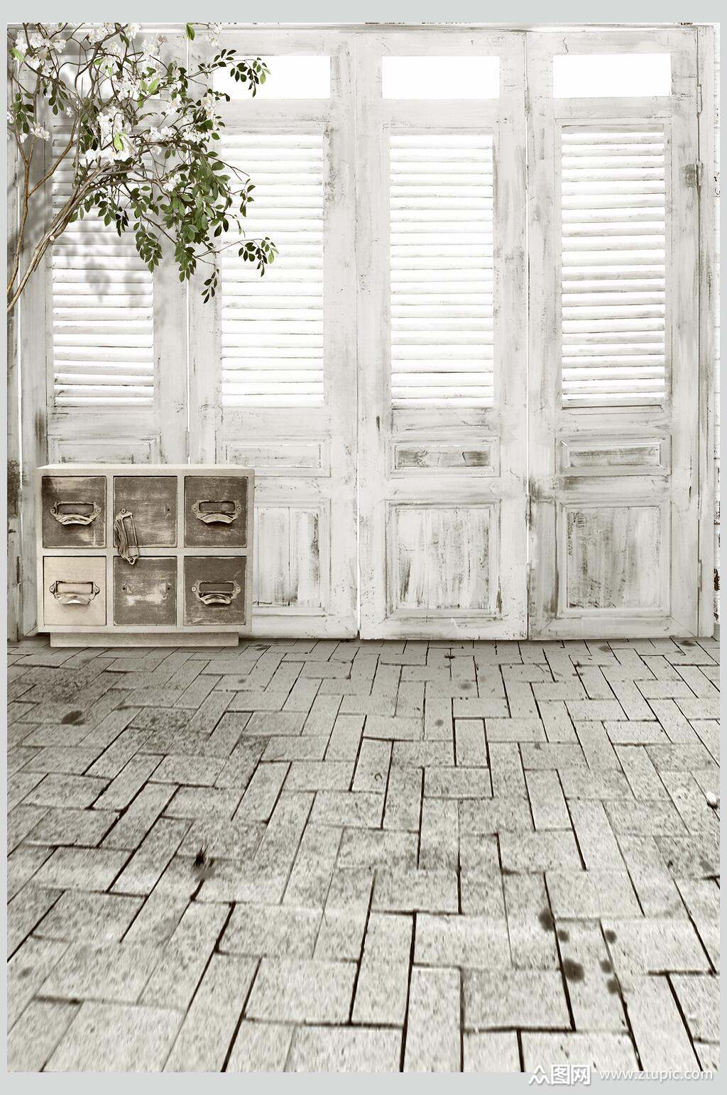 白色门口场景背景图片素材