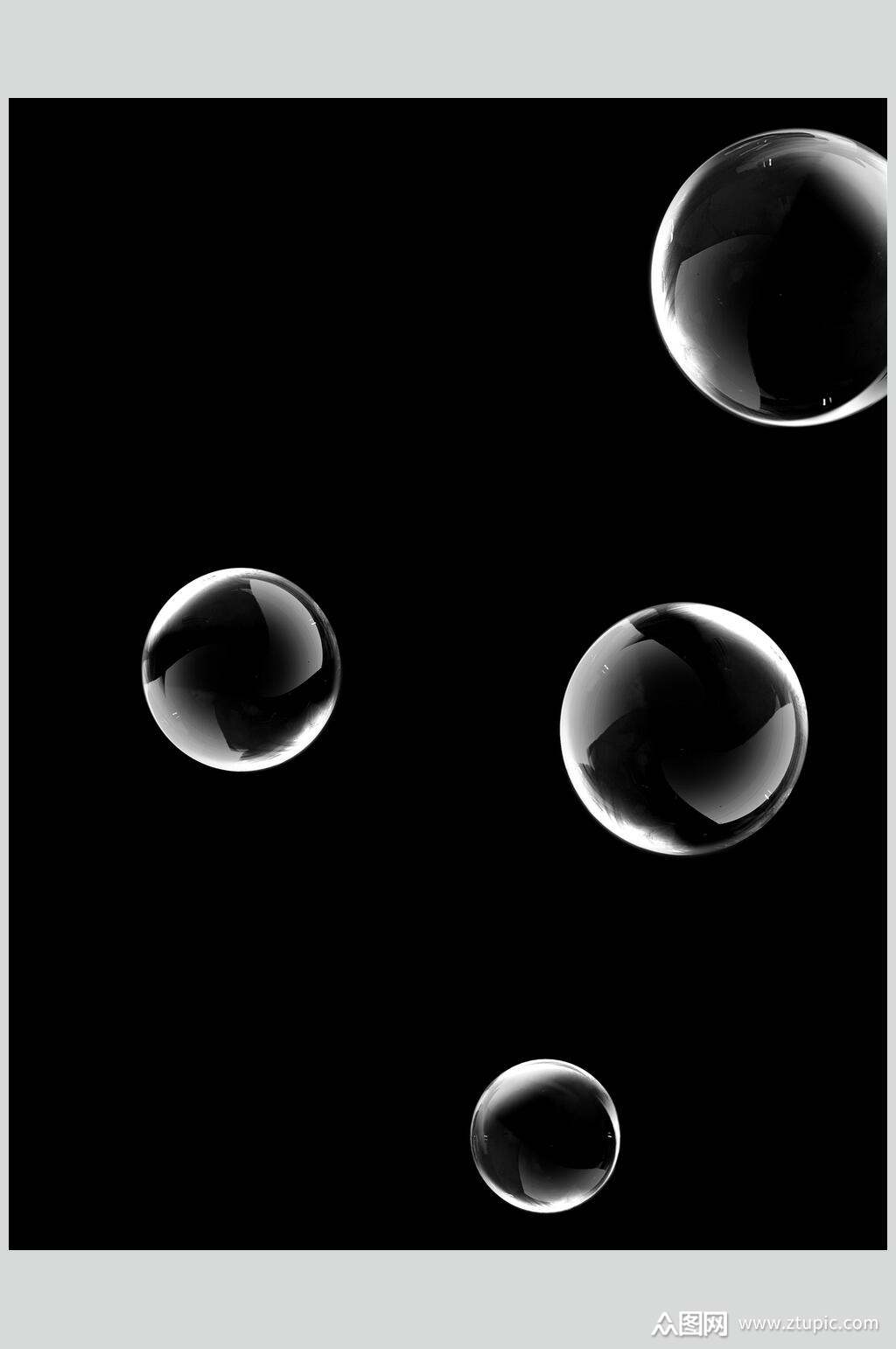 黑底晶莹泡泡素材素材