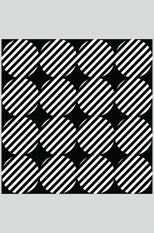 圆形线条黑白彩色格子图案矢量素材