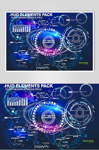 手绘蓝色科技数据图矢量素材