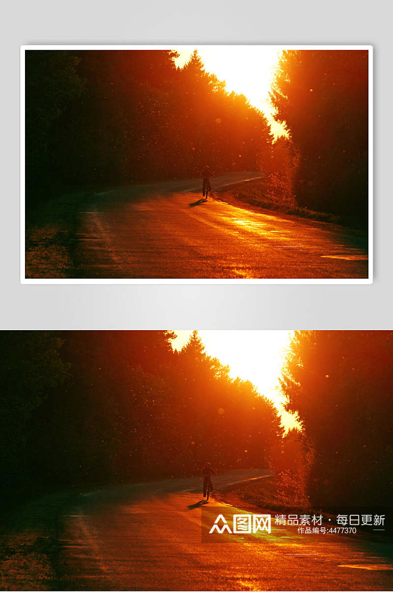 创意夕阳做旧风景图片素材