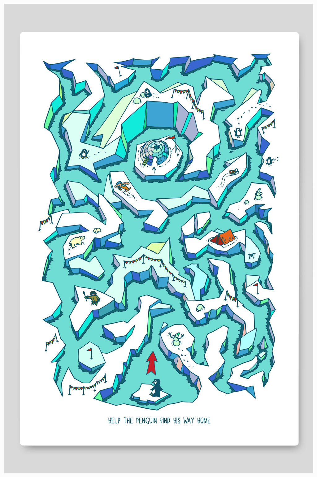 蓝色迷宫矢量插画素材