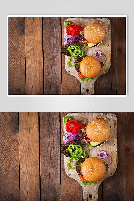 招牌新鲜餐饮汉堡美味效果图高清图片