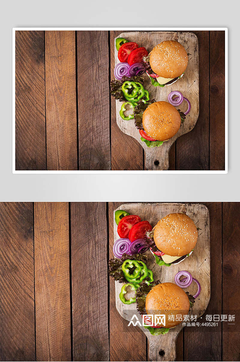 招牌新鲜餐饮汉堡美味效果图高清图片素材