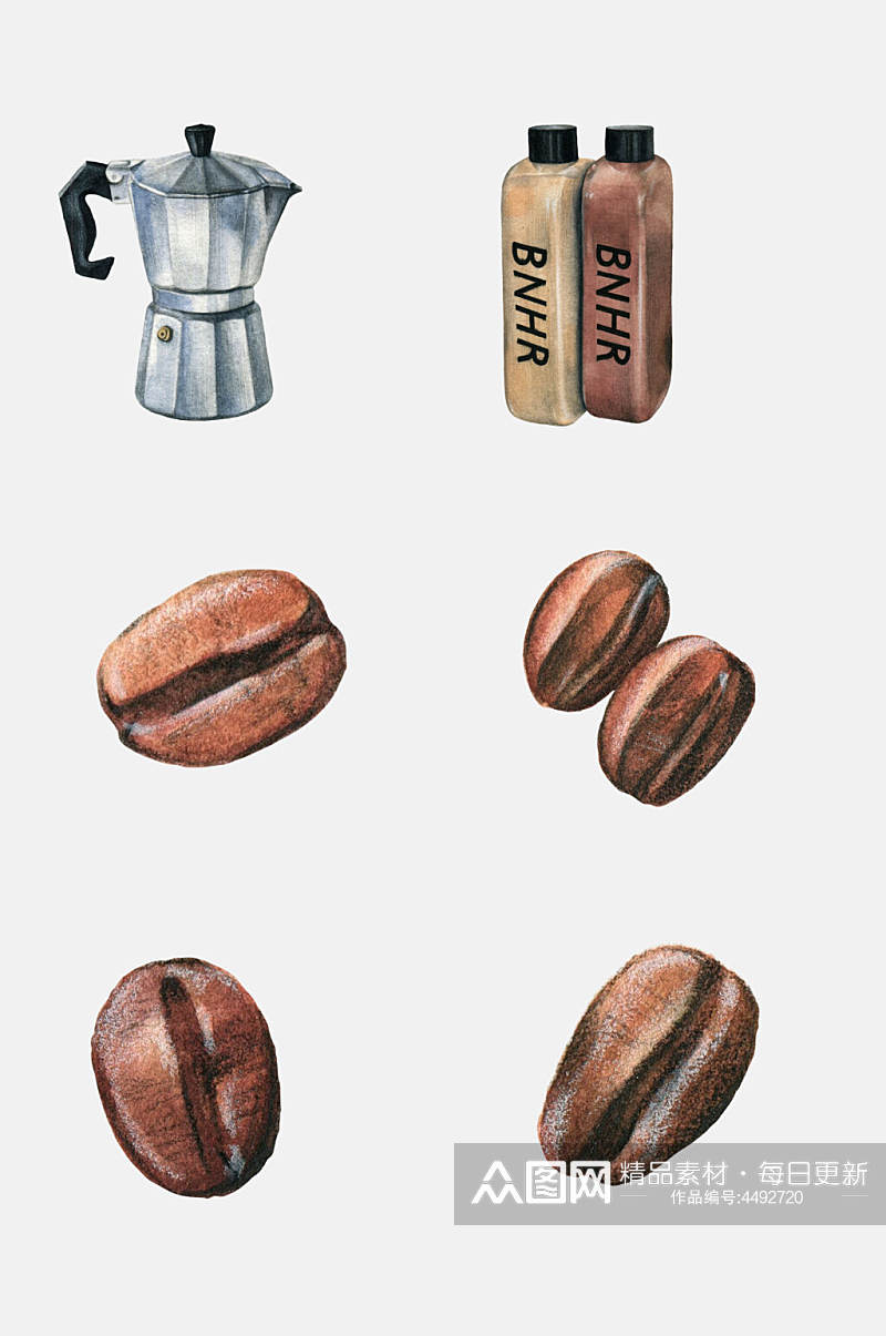 巧克力豆复古咖啡免抠素材素材