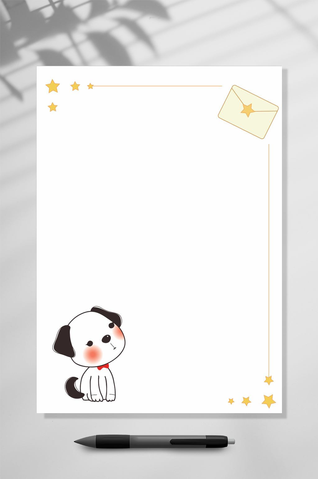 狗狗可爱信纸背景WORD素材