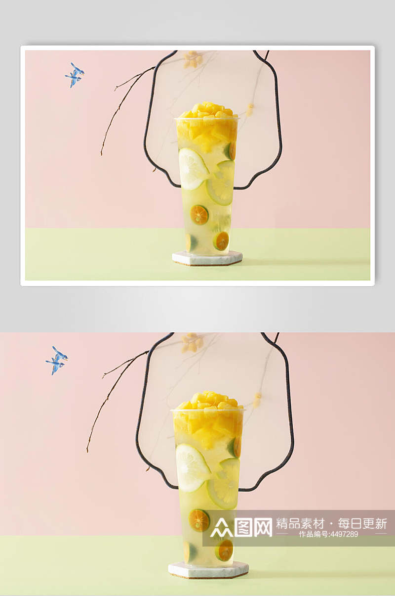 清新中式柠檬水餐饮奶茶摆拍图片素材