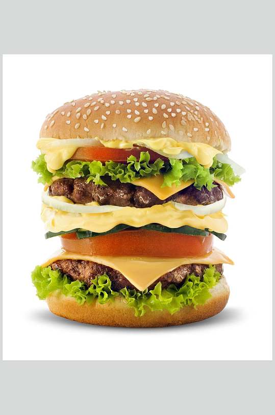 白底巨无霸汉堡食物图片