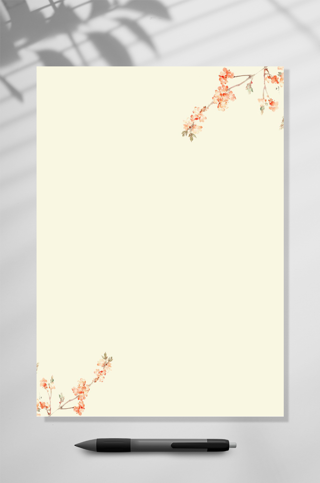 杏色中国风信纸背景WORD素材
