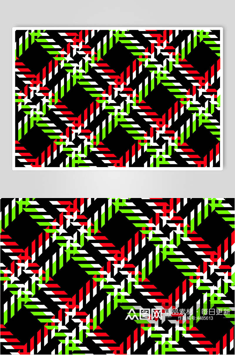 线条红绿简约彩色格子图案矢量素材素材