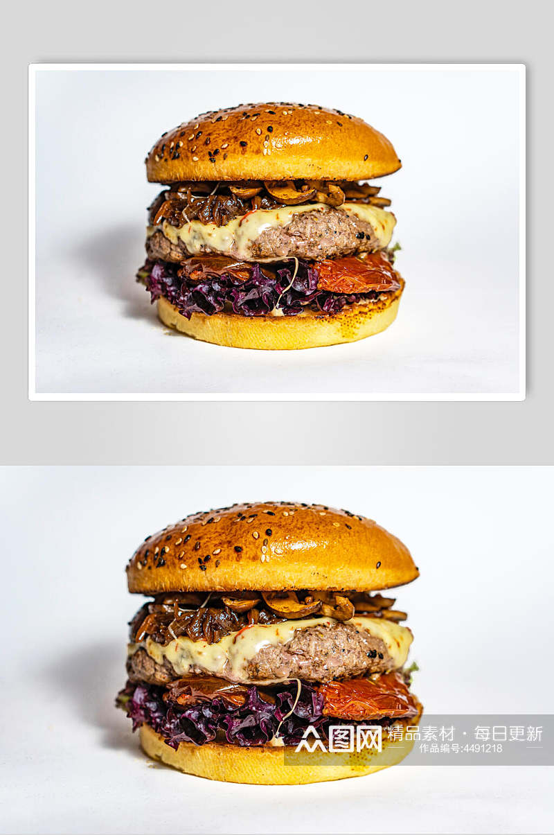 黄色白底汉堡食物图片素材