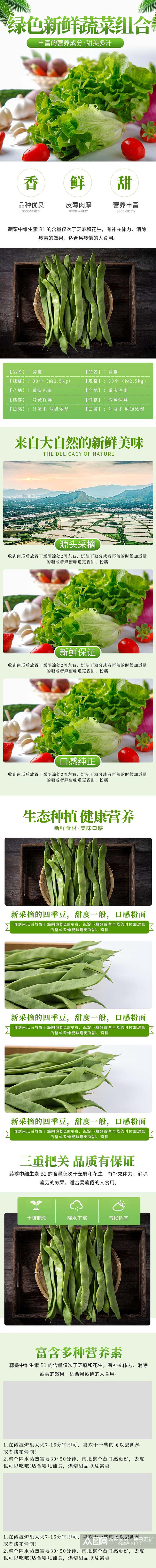 绿色鲜香组合蔬菜电商详情页素材