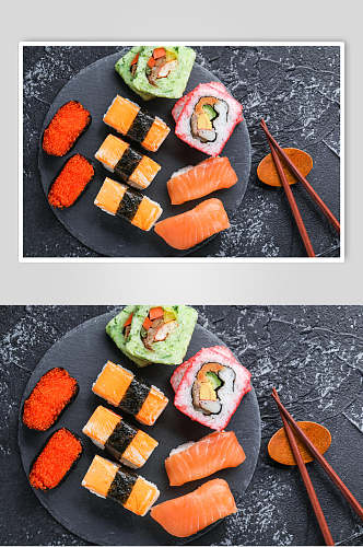 海苔盘子木筷日料寿司实拍图片