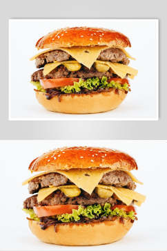 牛肉白底汉堡食物图片