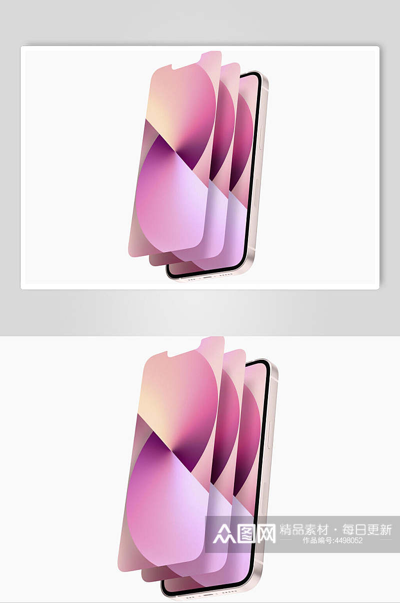 紫色创意苹果手机UI界面样机素材
