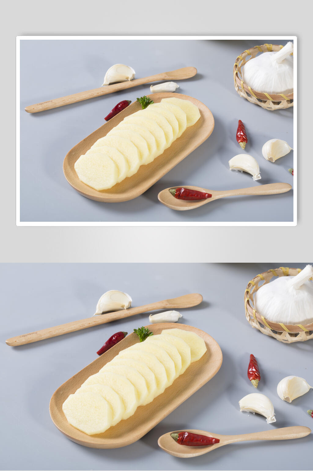 精品美味土豆片灰底火锅烫菜图片素材