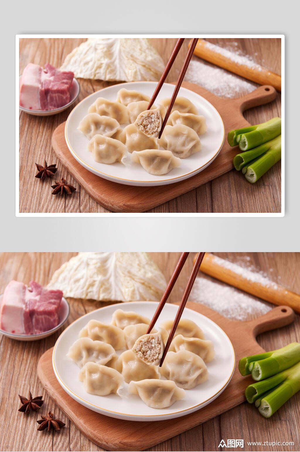 鲜肉大葱水饺饺子图片素材