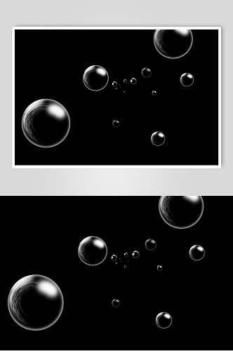 圆形反光手绘黑色晶莹泡泡素材