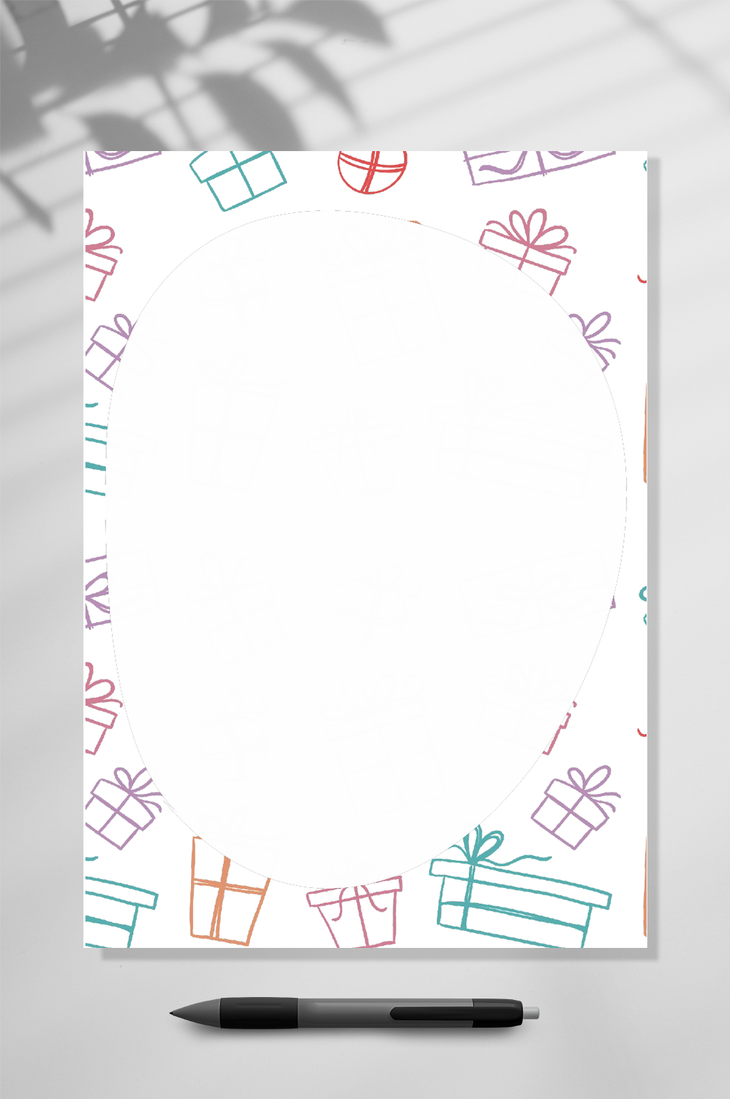手绘可爱信纸背景WORD素材