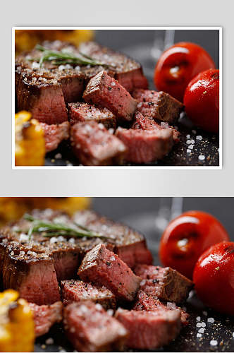 美味西红柿美味牛排实拍图高清图片