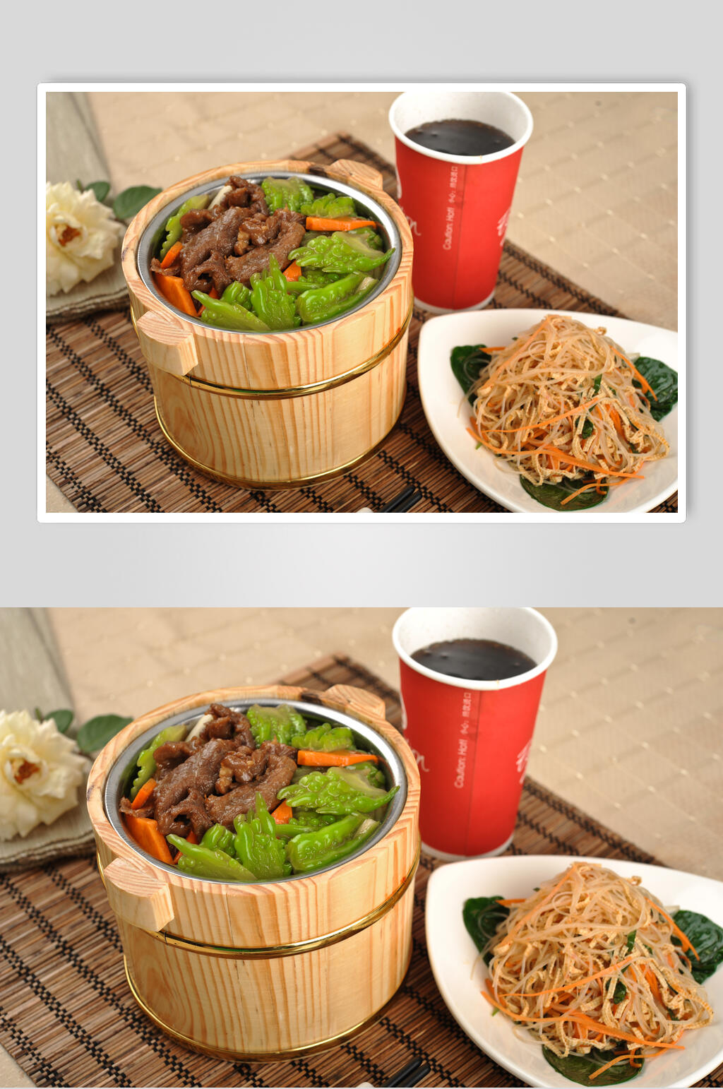 牛肉木桶饭摄影图片素材