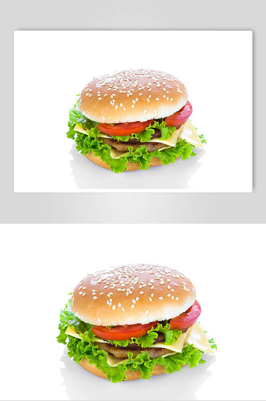 简约白底白底汉堡食物图片