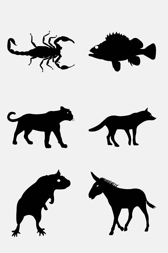 蝎子黑色简约时尚动物剪影免抠素材