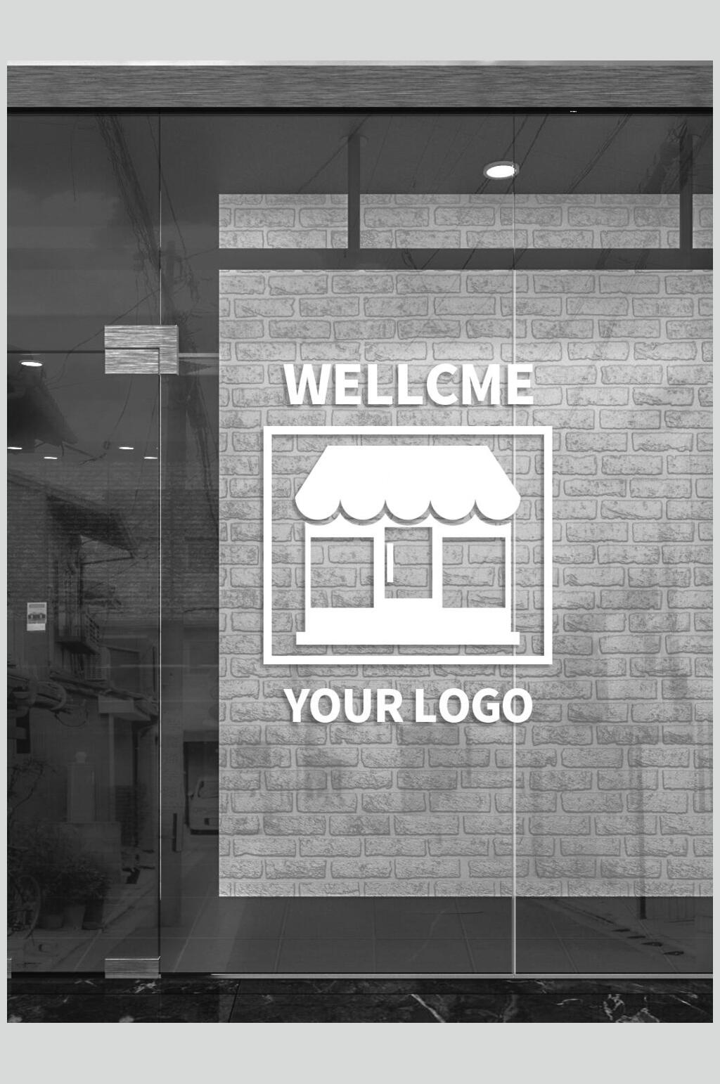 灰色玻璃LOGO标志样机素材