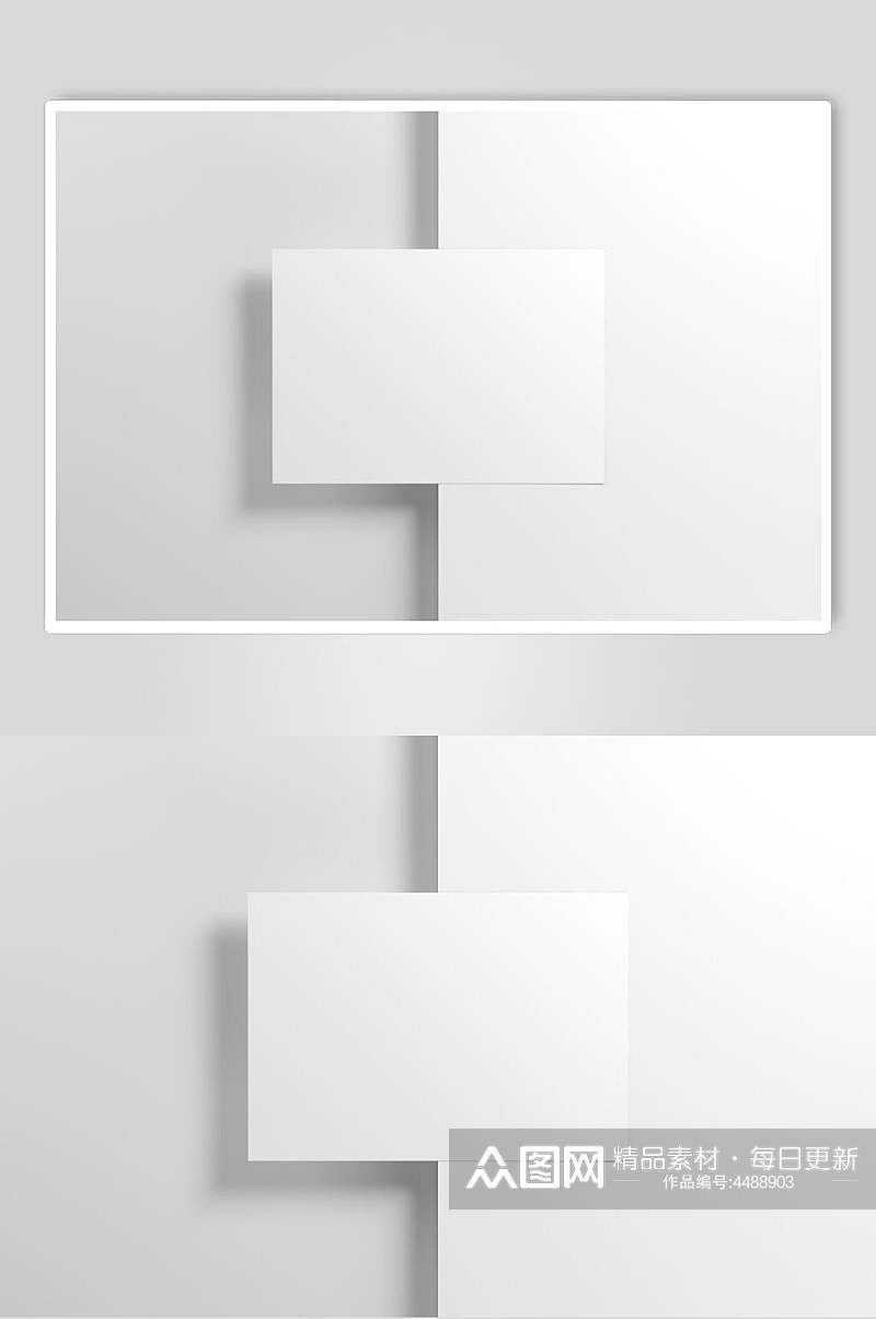 长方形卡纸白白色名片展示样机素材