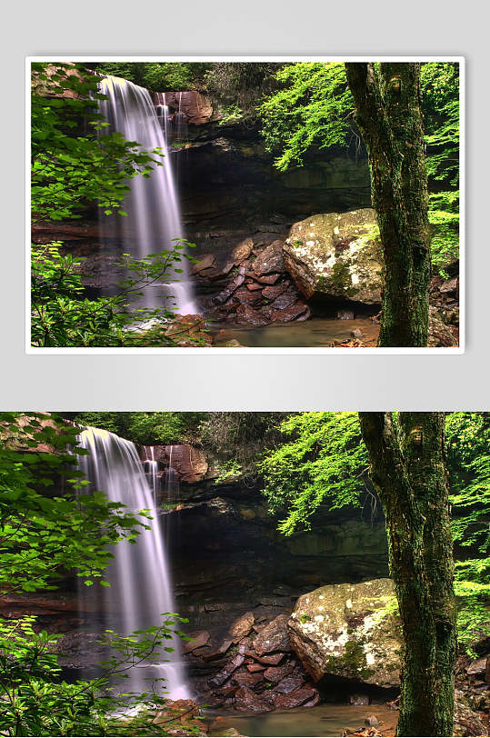 近景高清瀑布山间户外风景图片