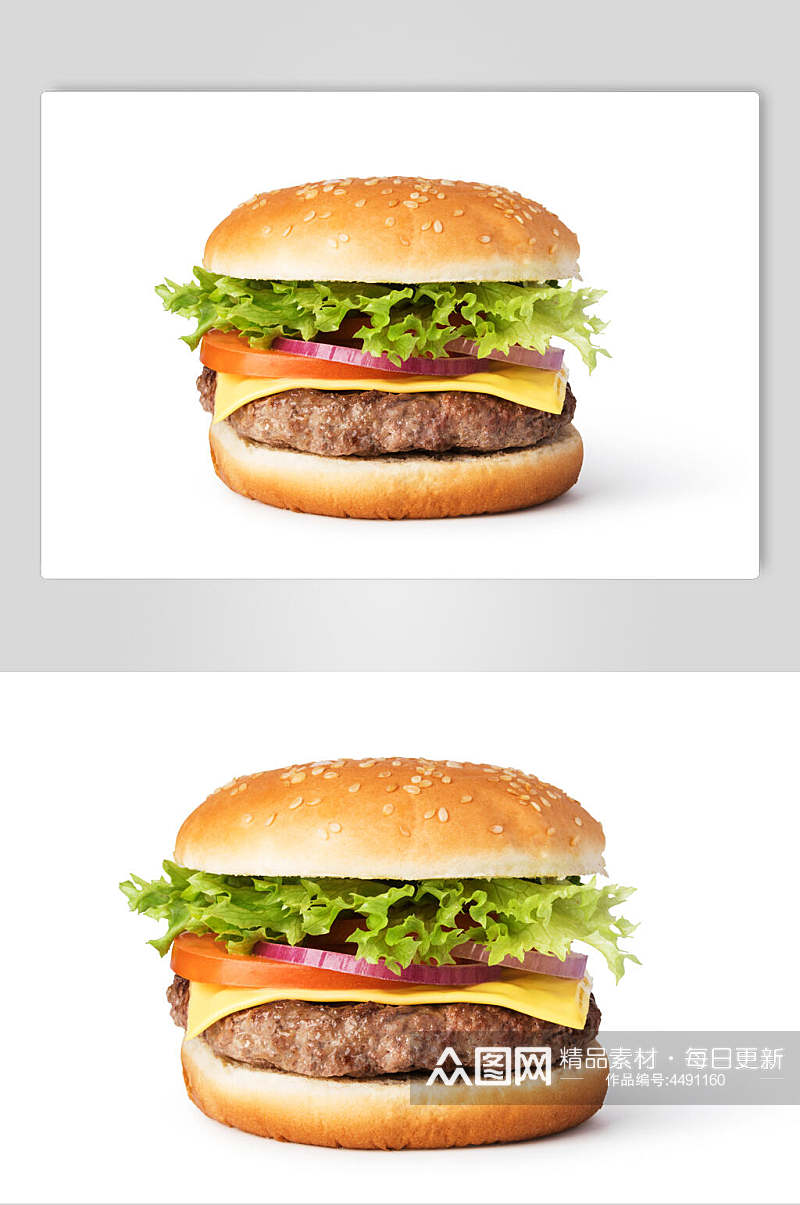 生菜白底汉堡食物图片素材