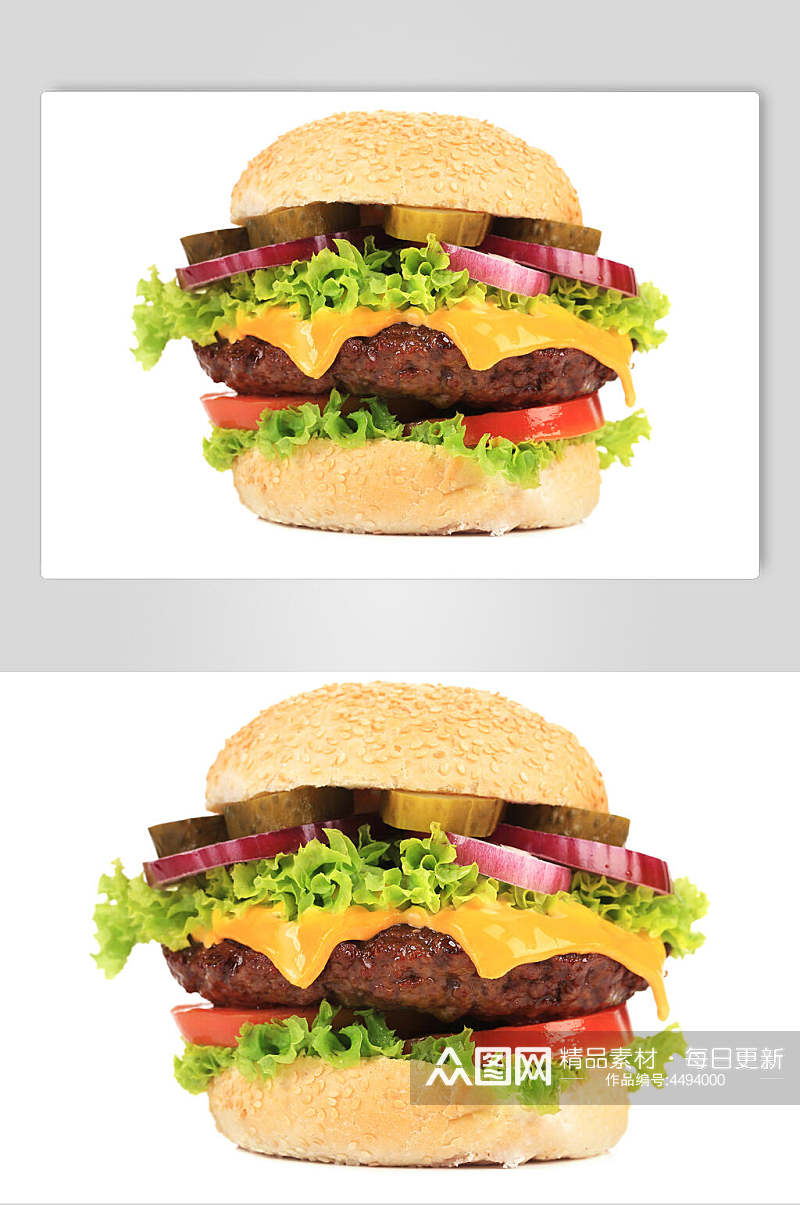 牛排白底汉堡食物高清图片素材