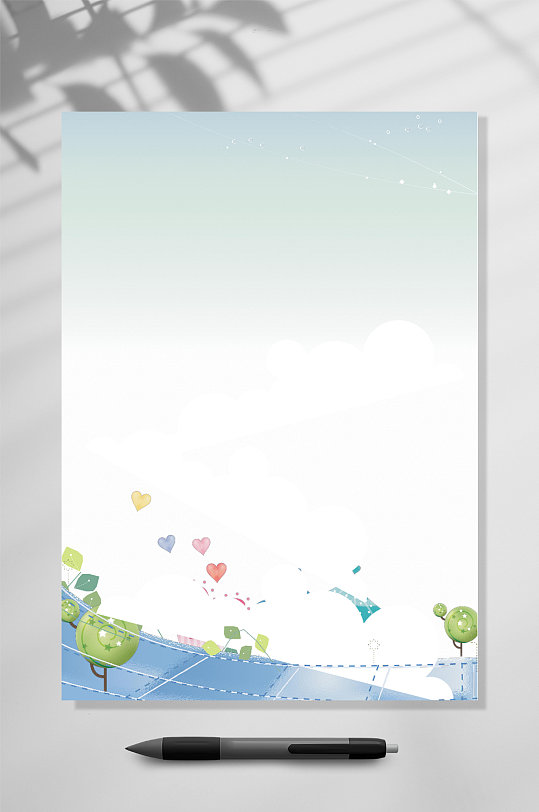 爱心可爱信纸背景WORD-众图网