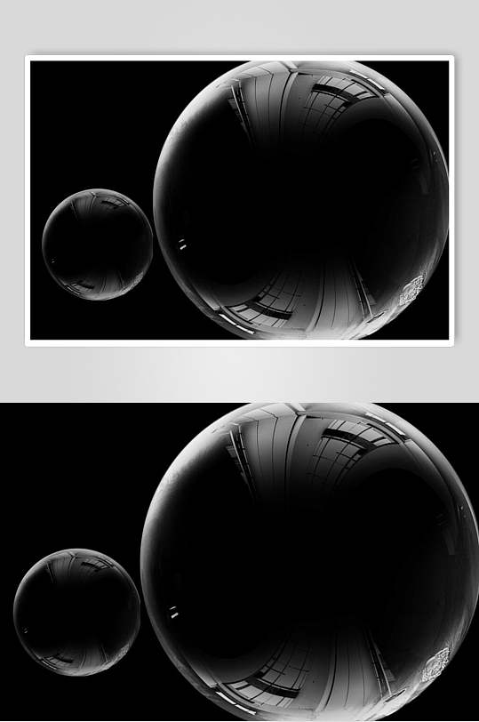 渐变黑色手绘简约圆形晶莹泡泡素材