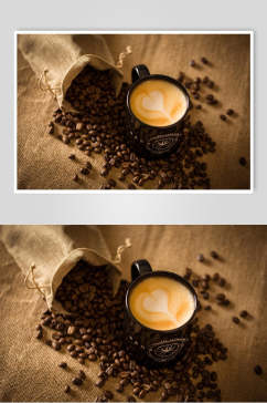 咖啡豆布袋咖啡拉花图案图片
