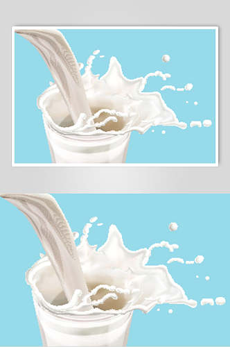 蓝色唯美牛奶制品合成广告矢量素材