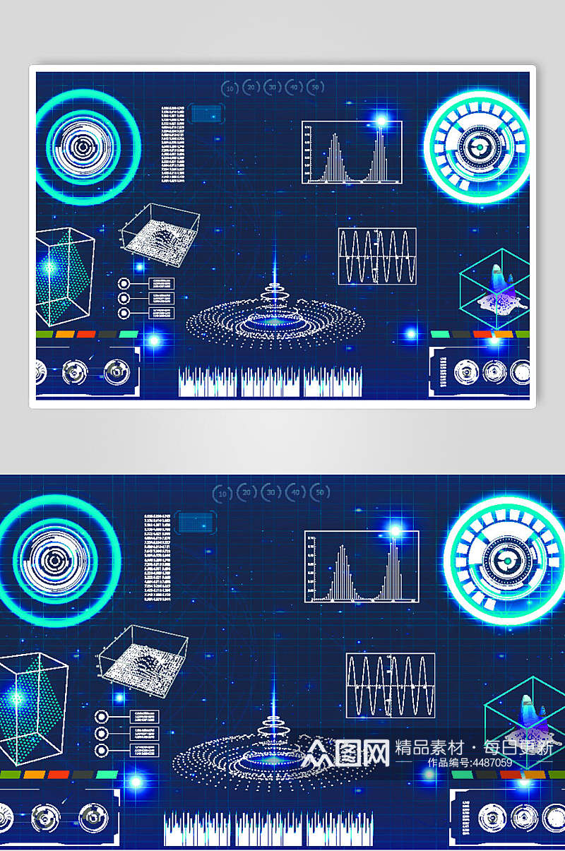 商务蓝色简约风科技数据图矢量素材素材