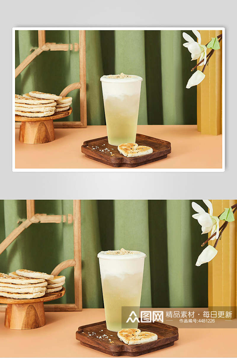 柠檬水奶茶芋圆甜品摄影图素材