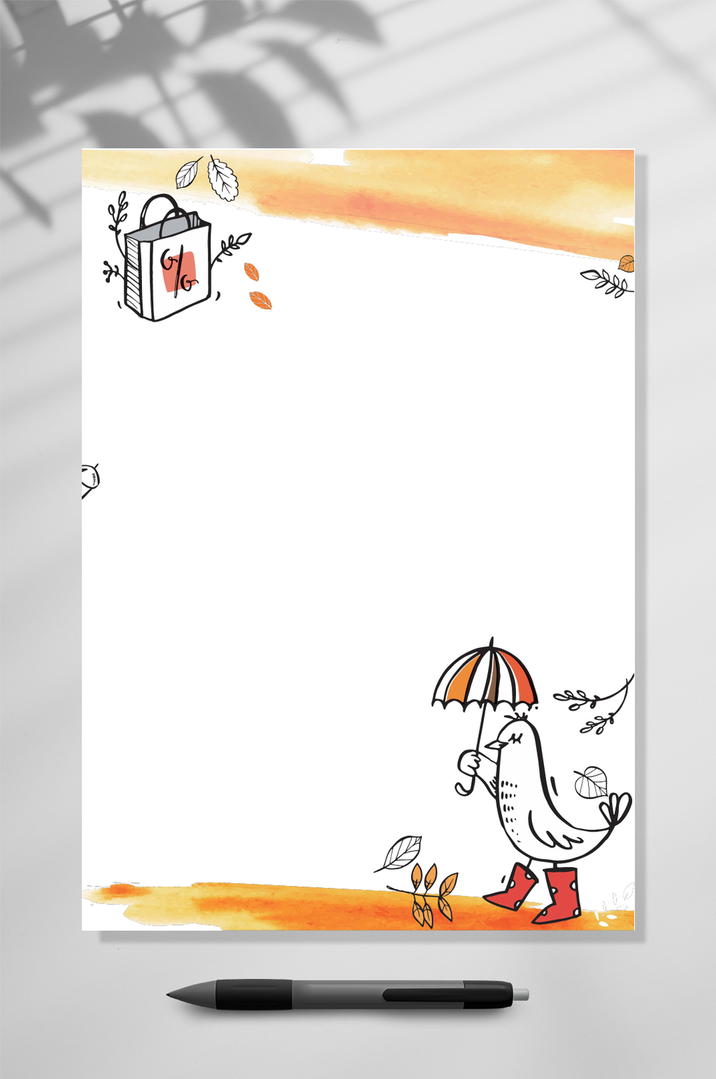创意手绘可爱信纸背景WORD素材