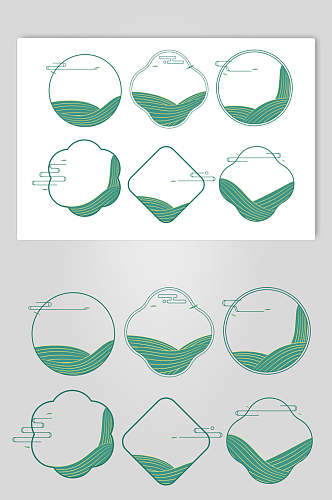 绿色线条清新中式装饰边框矢量素材