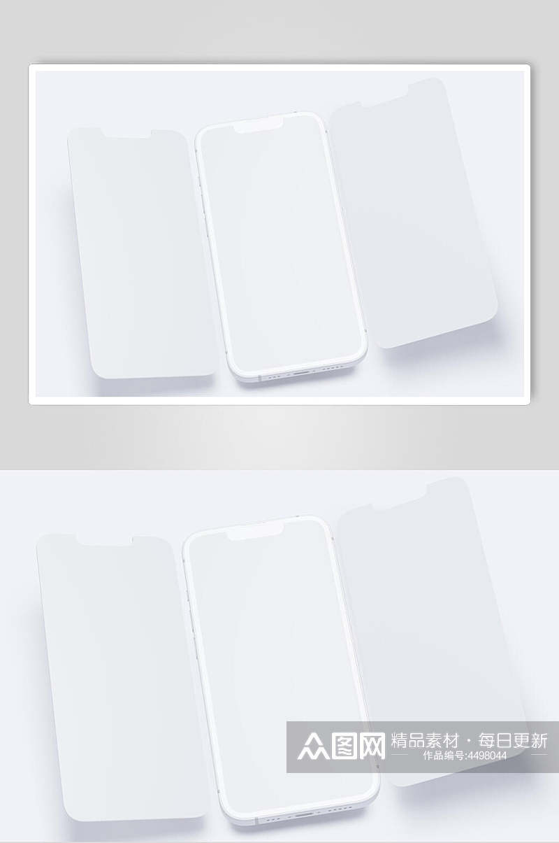 三个白色苹果手机UI界面样机素材