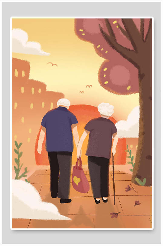 创意唯美重阳节插画-众图网