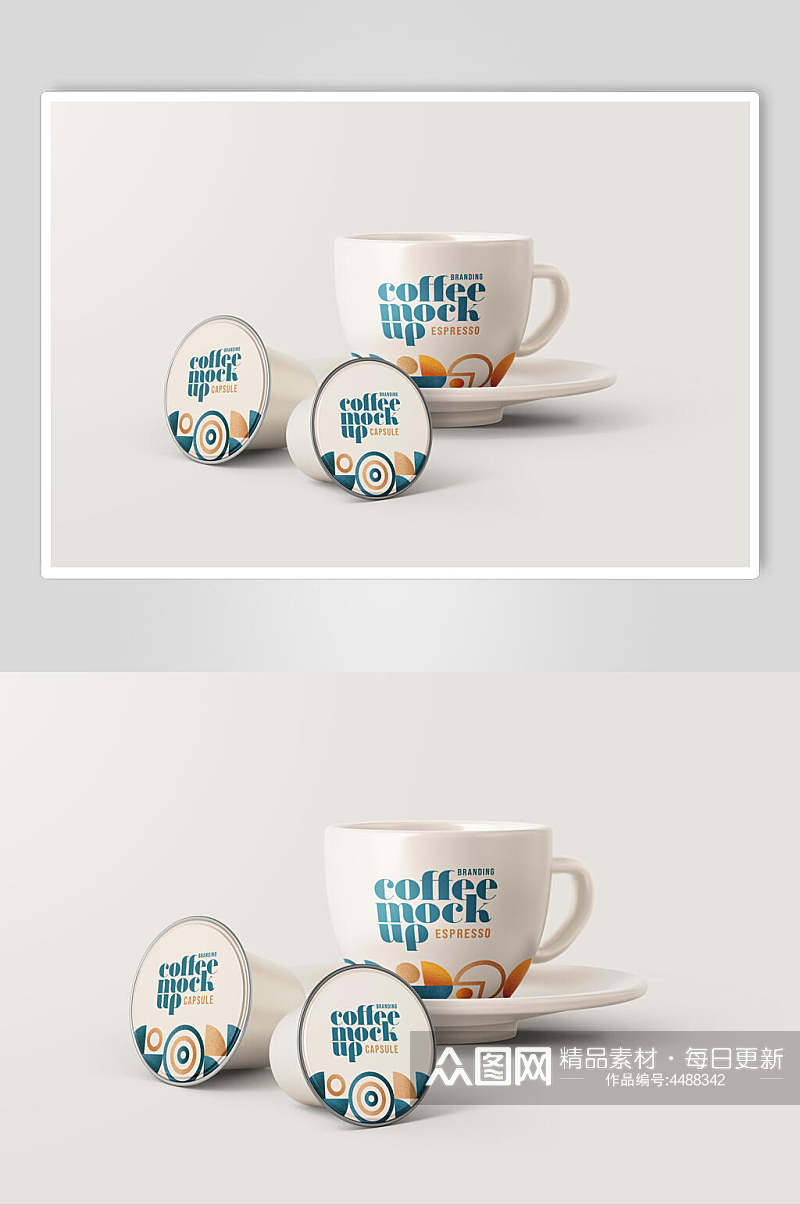 英文字母茶杯咖啡品牌包装样机素材