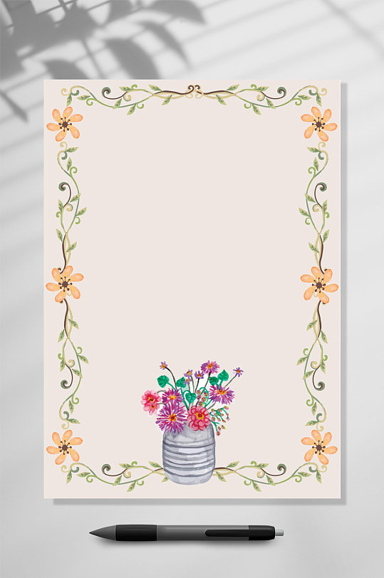 清新手绘信纸背景word