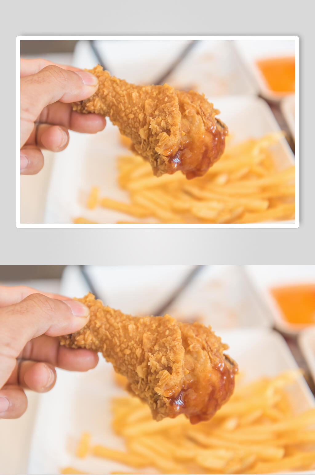 薯条酥脆炸鸡腿食物图片素材