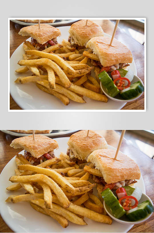 薯条餐饮汉堡美味效果图食品图片